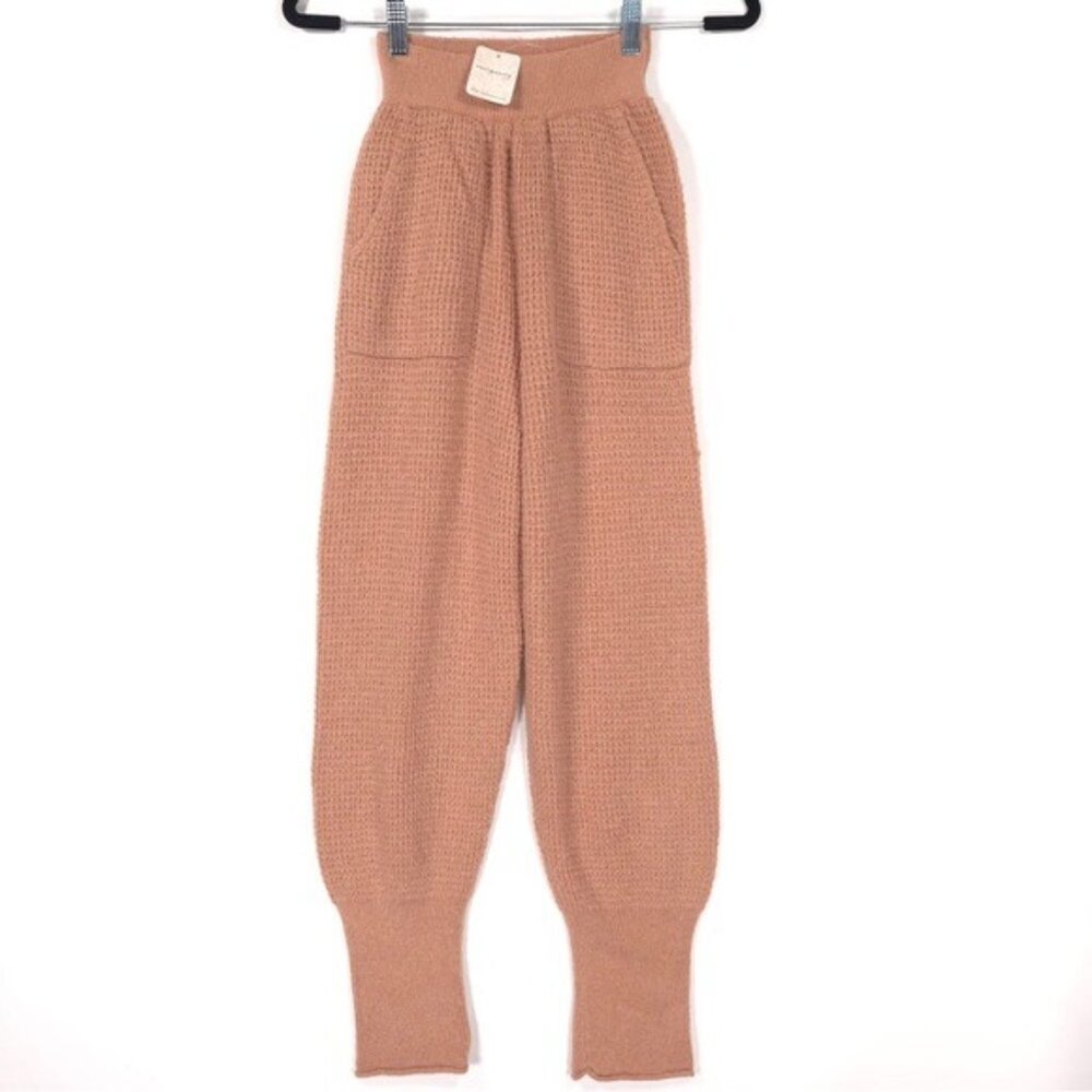 NWT Free People WOOL Blend C.O.Z.Y. Waffle‎ Knit Jogger Lounge Pants Size XS